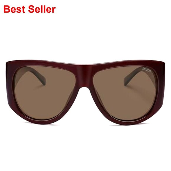 Vintage Oversized Aviator Polarized Sunglasses with UV Protection